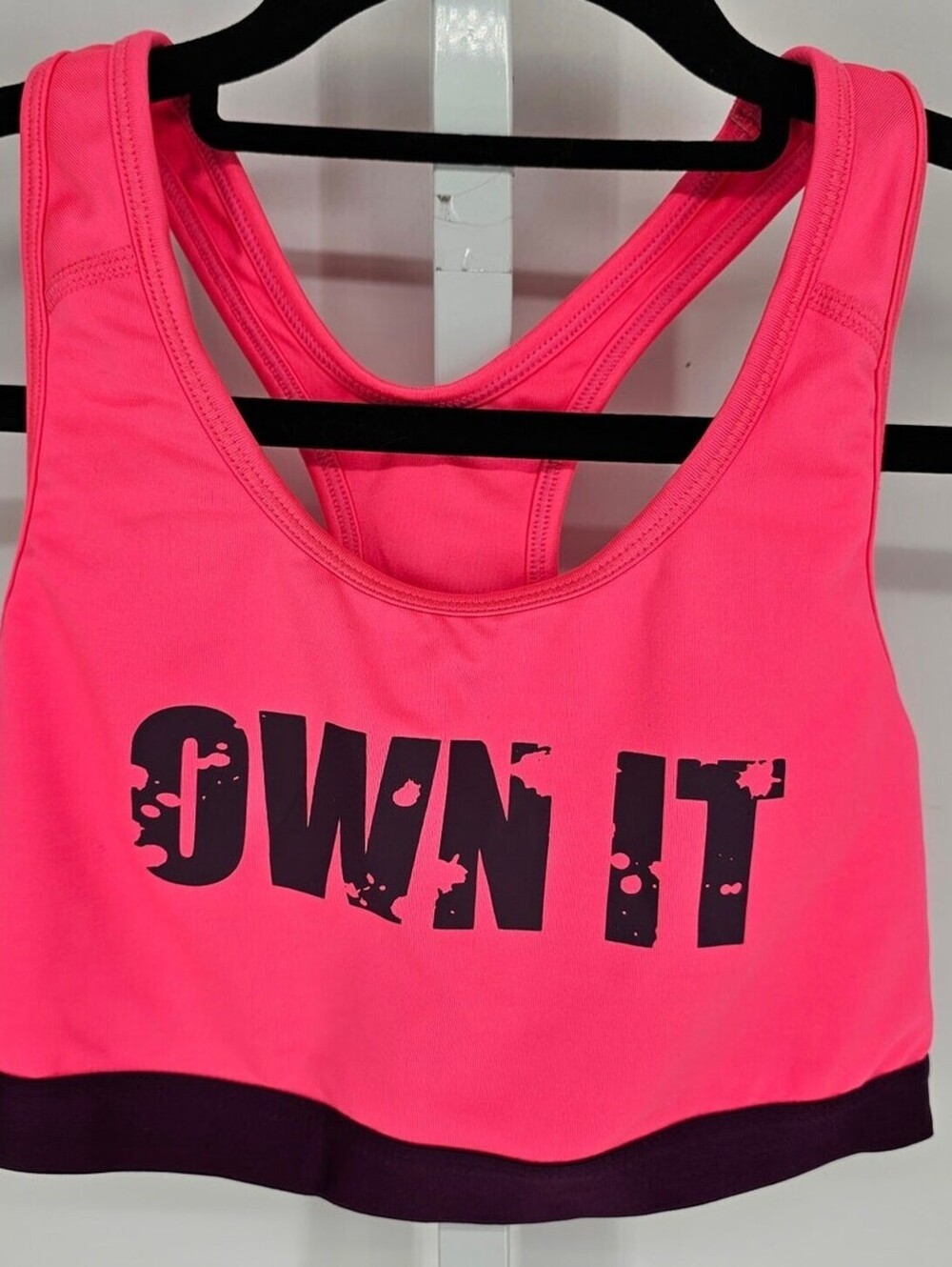 Danskin Now Womens Sz M Fitted Racerback Sports Bra Neon Pink "Own It"